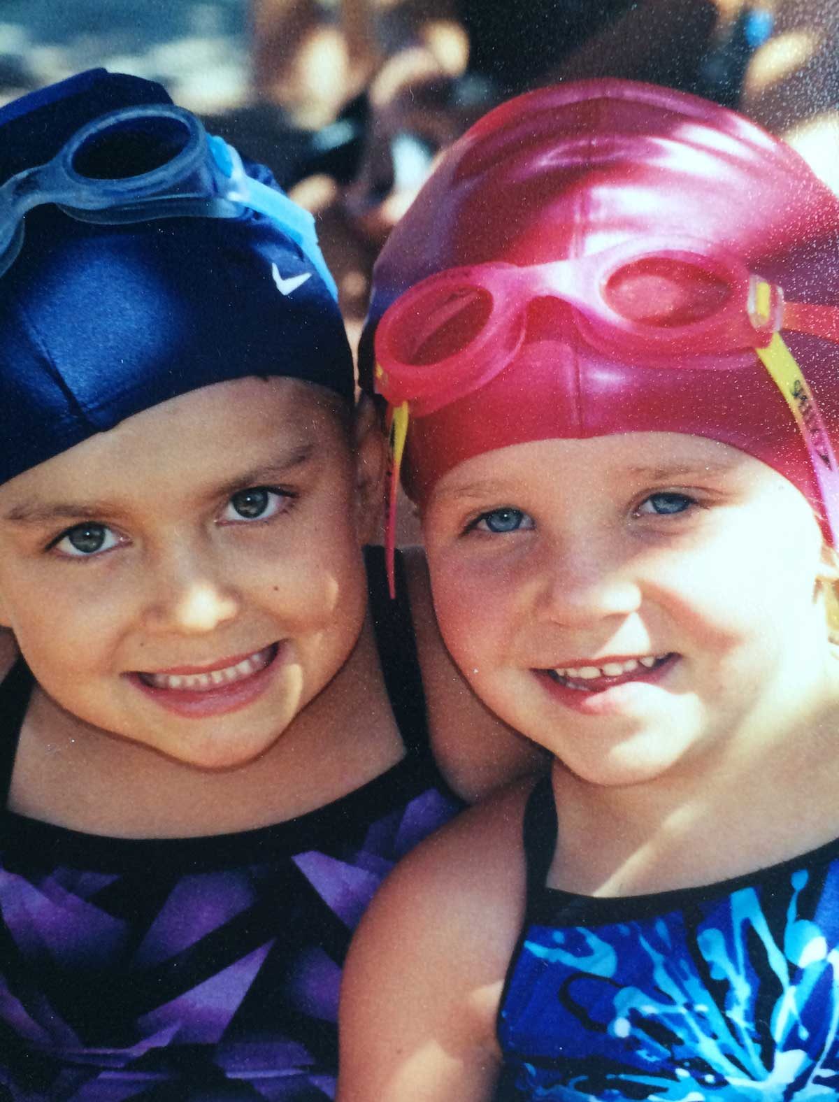Darby and Gabby at the pool