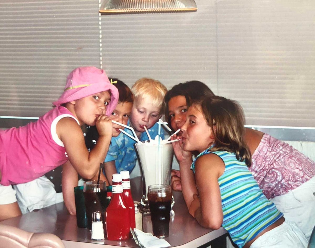 Kids drinking a milk shake